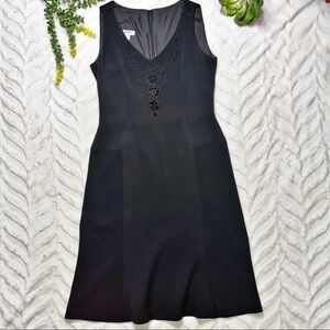 Moschino Vintage 80's 90's Black Beaded V-Neck Sleeveless Sheath Dress Size 10